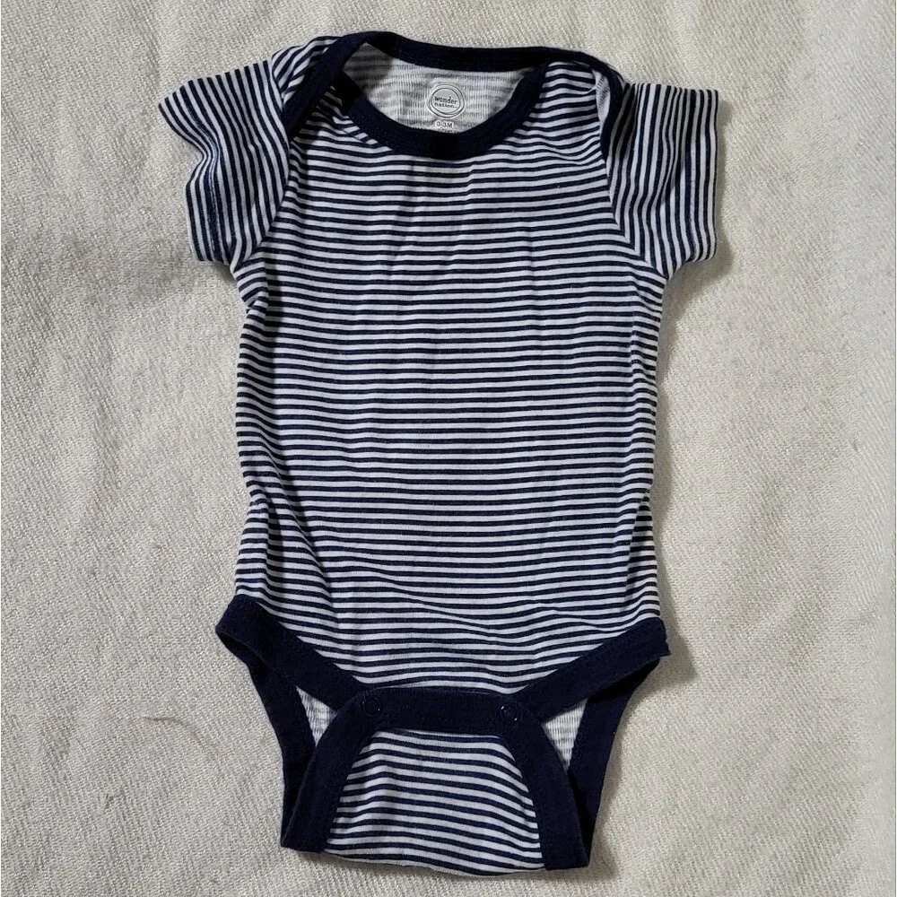 Wonder Nation X Gerber Baby Boys Blue 2pc Bodysuit & Pants Bundle Size 0-3M